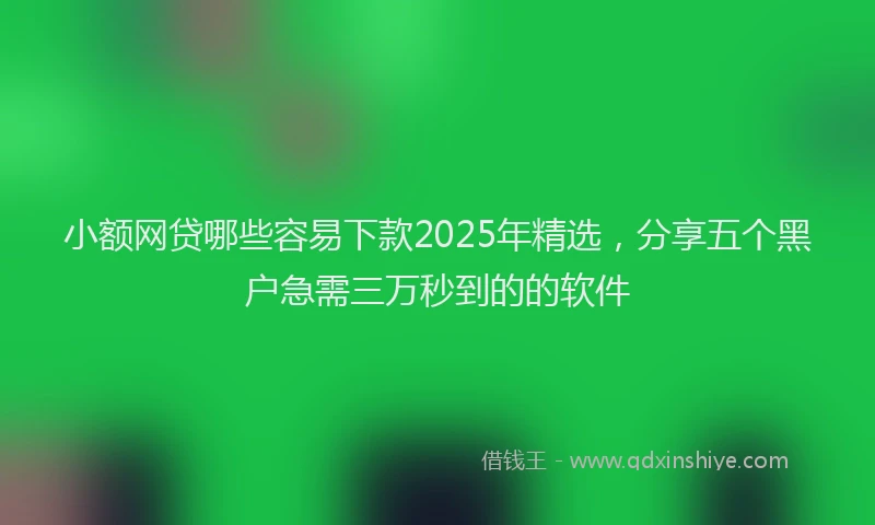 小额网贷哪些容易下款2025年精选，分享五个黑户急需三万秒到的的软件