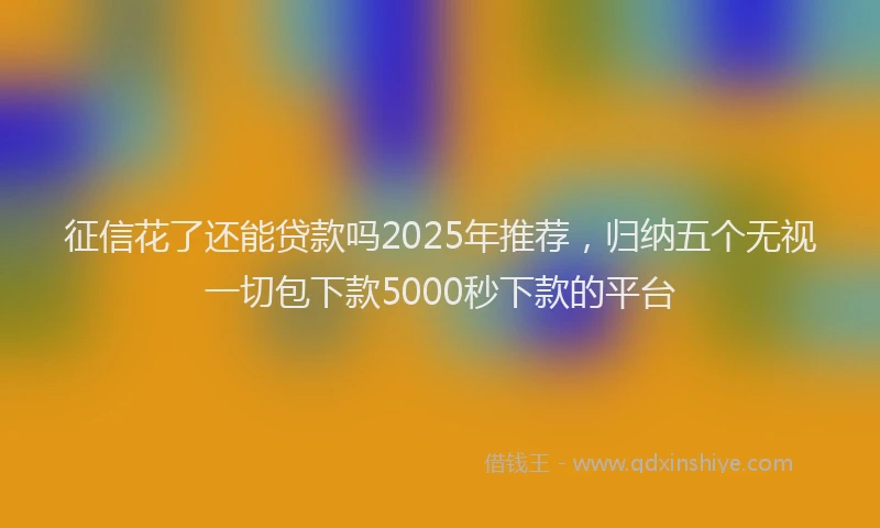征信花了还能贷款吗2025年推荐，归纳五个无视一切包下款5000秒下款的平台