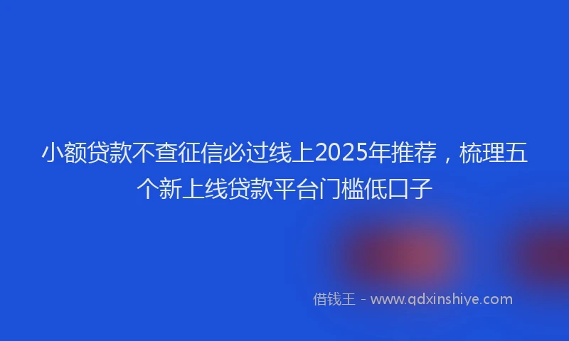 小额贷款不查征信必过线上2025年推荐，梳理五个新上线贷款平台门槛低口子