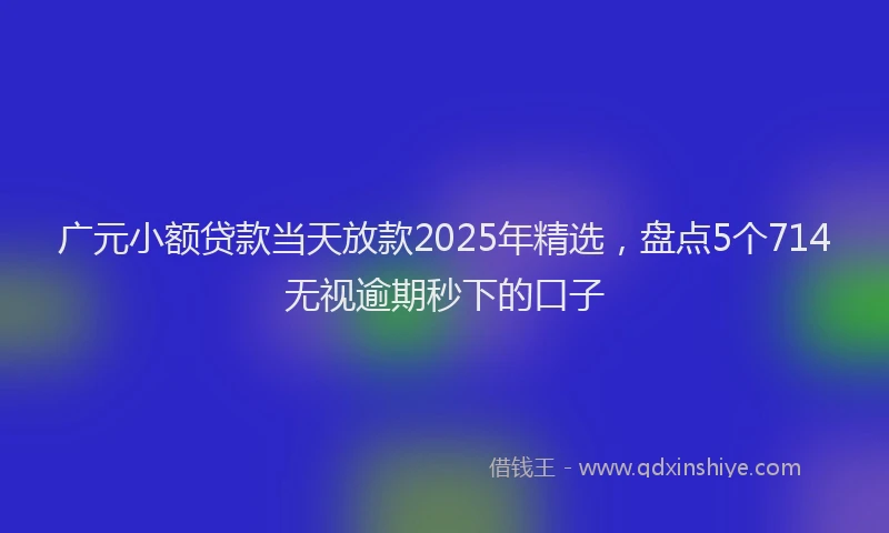 广元小额贷款当天放款2025年精选，盘点5个714无视逾期秒下的口子