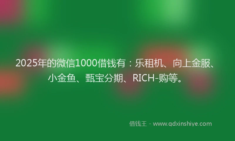 2025年的微信1000借钱有：乐租机、向上金服、小金鱼、甄宝分期、RICH-购等。