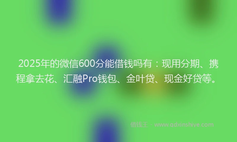 2025年的微信600分能借钱吗有：现用分期、携程拿去花、汇融Pro钱包、金叶贷、现金好贷等。