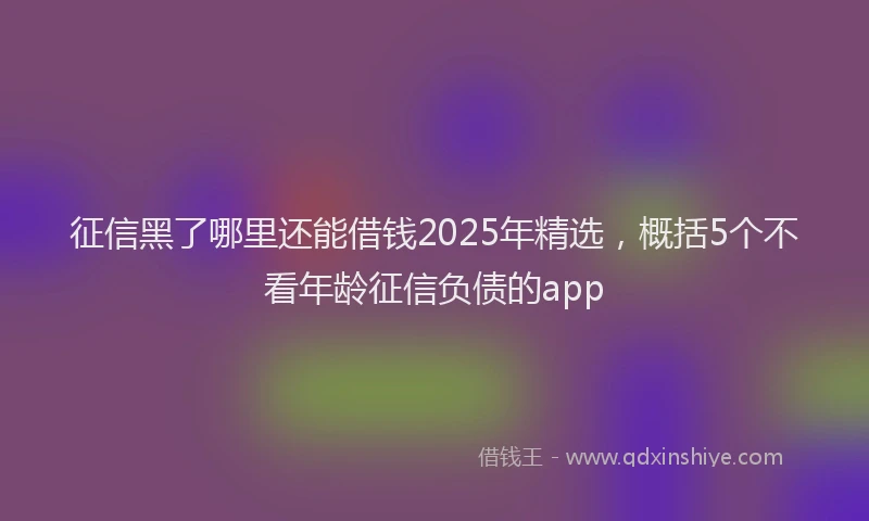 征信黑了哪里还能借钱2025年精选，概括5个不看年龄征信负债的app