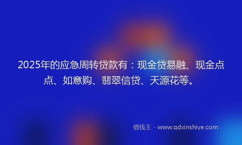 2025年的应急周转贷款有：现金贷易融、现金点点、如意购、翡翠信贷、天源花等。