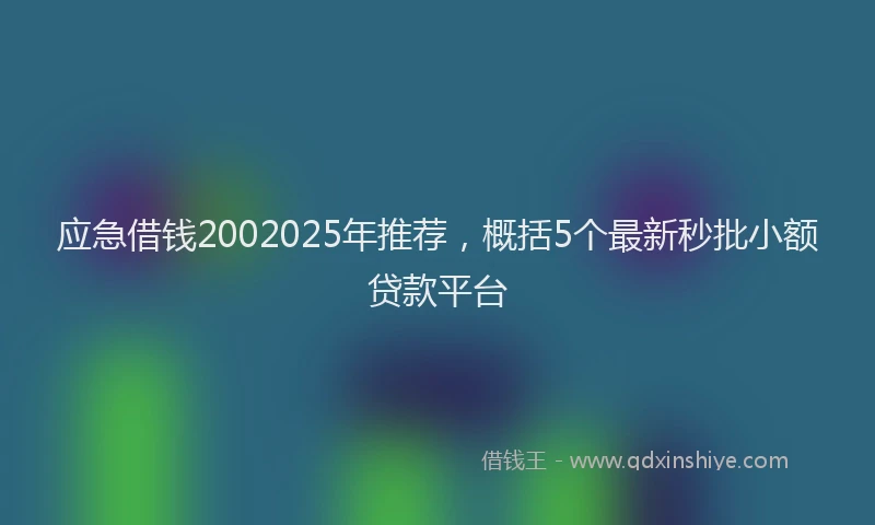 应急借钱2002025年推荐，概括5个最新秒批小额贷款平台