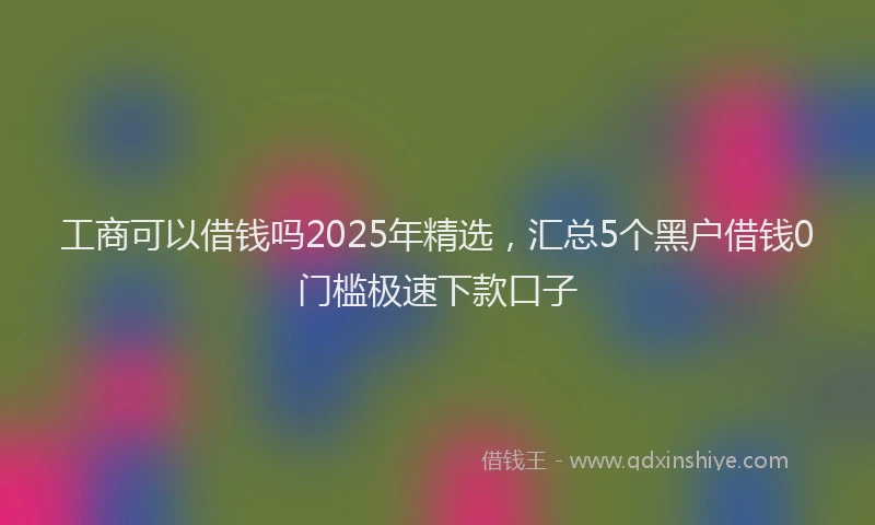 工商可以借钱吗2025年精选，汇总5个黑户借钱0门槛极速下款口子