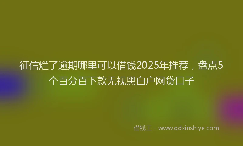 征信烂了逾期哪里可以借钱2025年推荐，盘点5个百分百下款无视黑白户网贷口子