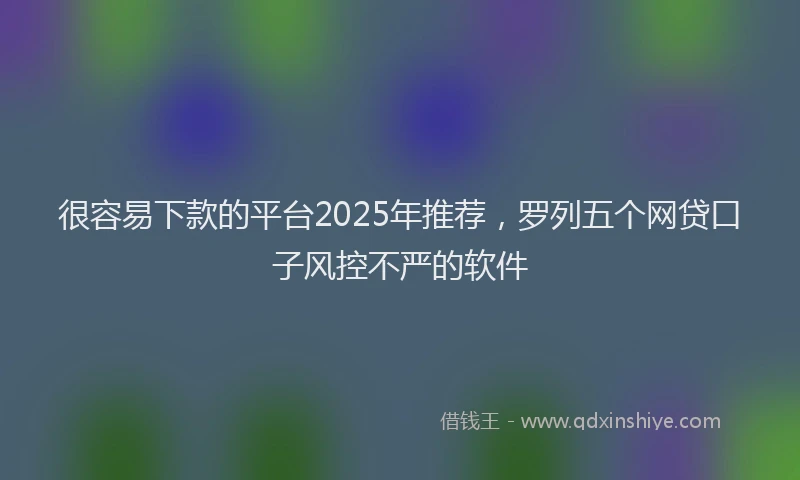 很容易下款的平台2025年推荐，罗列五个网贷口子风控不严的软件