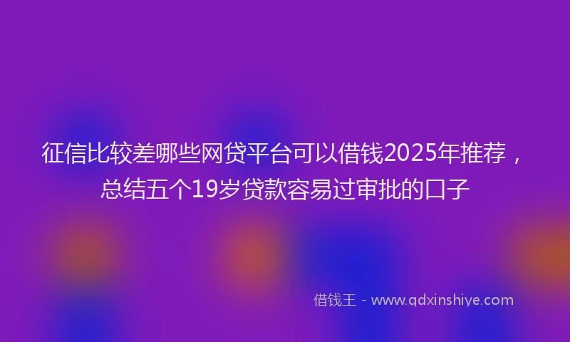 征信比较差哪些网贷平台可以借钱2025年推荐，总结五个19岁贷款容易过审批的口子
