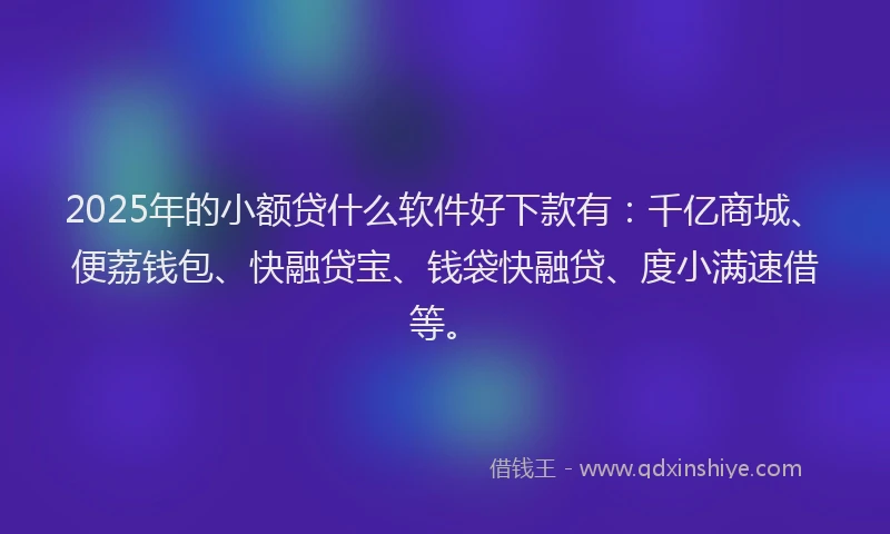 2025年的小额贷什么软件好下款有：千亿商城、便荔钱包、快融贷宝、钱袋快融贷、度小满速借等。