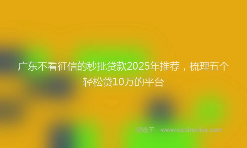 广东不看征信的秒批贷款2025年推荐，梳理五个轻松贷10万的平台