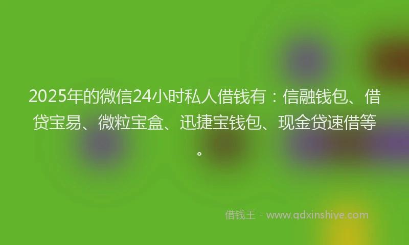 2025年的微信24小时私人借钱有：信融钱包、借贷宝易、微粒宝盒、迅捷宝钱包、现金贷速借等。