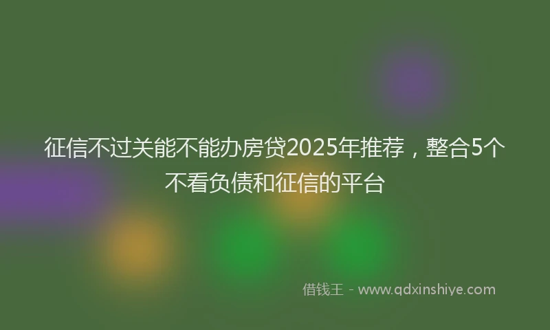 征信不过关能不能办房贷2025年推荐，整合5个不看负债和征信的平台