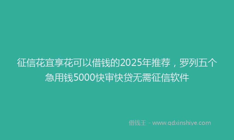 征信花宜享花可以借钱的2025年推荐，罗列五个急用钱5000快审快贷无需征信软件