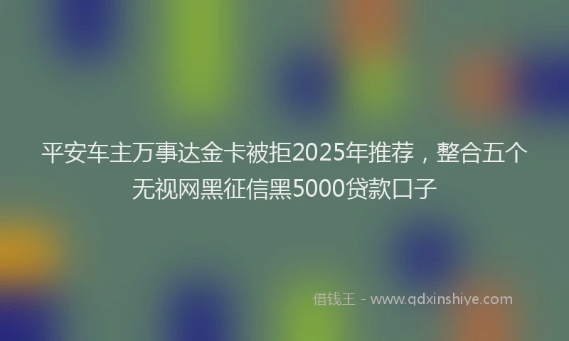 平安车主万事达金卡被拒2025年推荐，整合五个无视网黑征信黑5000贷款口子