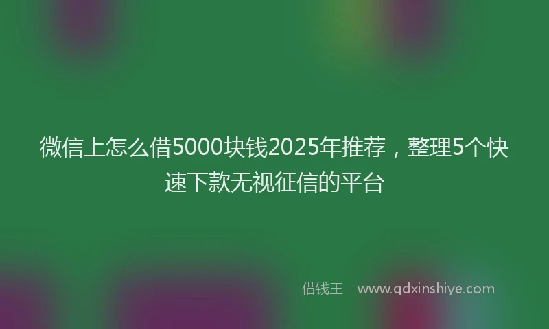 微信上怎么借5000块钱2025年推荐，整理5个快速下款无视征信的平台