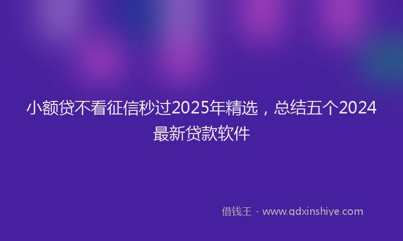 小额贷不看征信秒过2025年精选，总结五个2024最新贷款软件