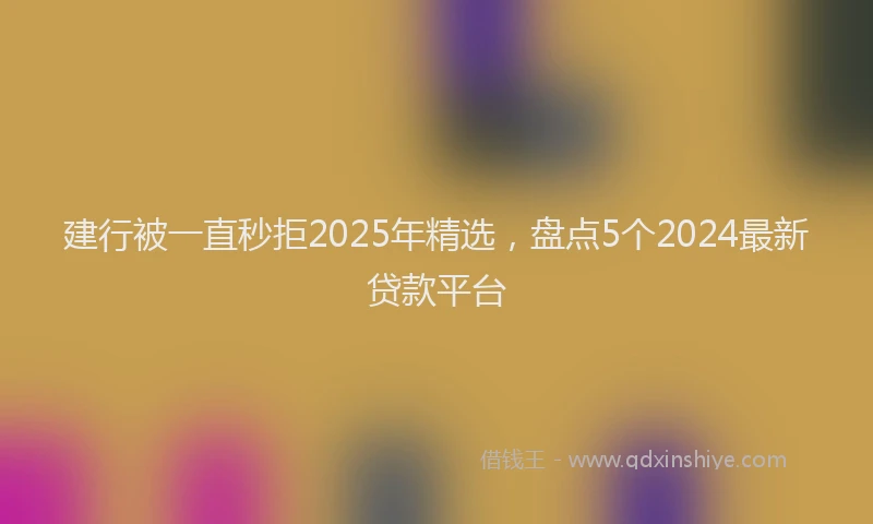 建行被一直秒拒2025年精选，盘点5个2024最新贷款平台