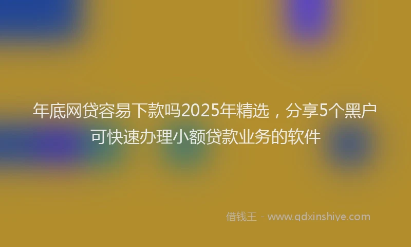 年底网贷容易下款吗2025年精选，分享5个黑户可快速办理小额贷款业务的软件