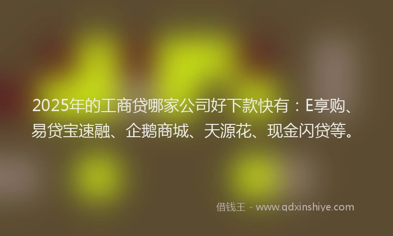 2025年的工商贷哪家公司好下款快有：E享购、易贷宝速融、企鹅商城、天源花、现金闪贷等。