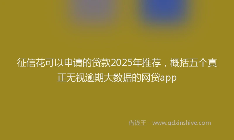 征信花可以申请的贷款2025年推荐，概括五个真正无视逾期大数据的网贷app