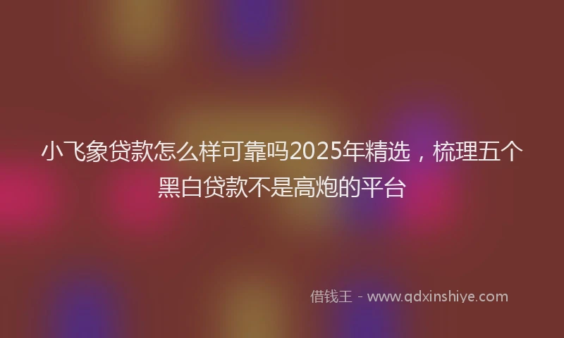 小飞象贷款怎么样可靠吗2025年精选，梳理五个黑白贷款不是高炮的平台