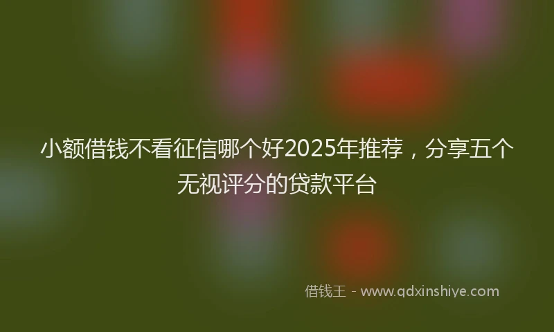 小额借钱不看征信哪个好2025年推荐，分享五个无视评分的贷款平台