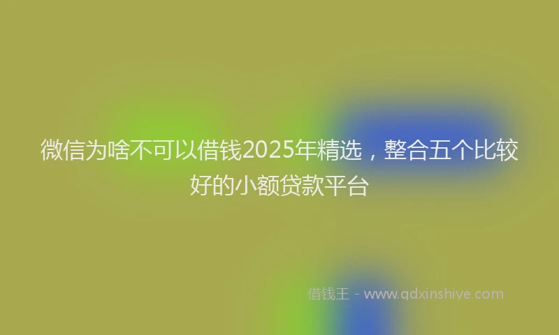 微信为啥不可以借钱2025年精选，整合五个比较好的小额贷款平台