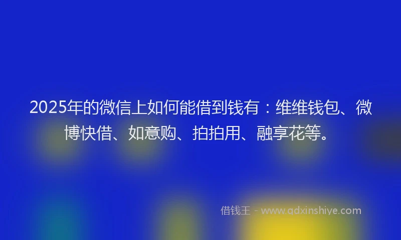 2025年的微信上如何能借到钱有：维维钱包、微博快借、如意购、拍拍用、融享花等。