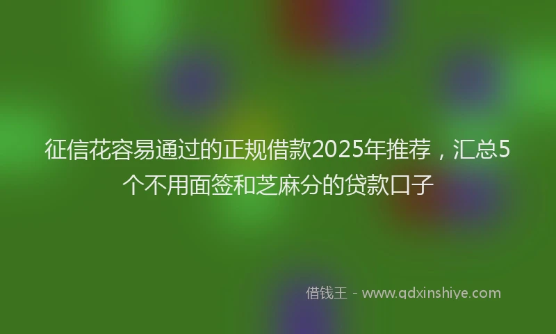 征信花容易通过的正规借款2025年推荐，汇总5个不用面签和芝麻分的贷款口子