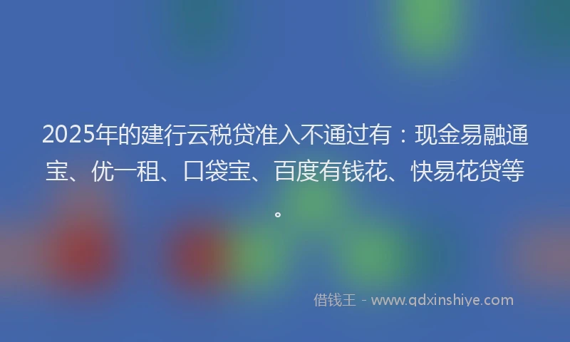 2025年的建行云税贷准入不通过有：现金易融通宝、优一租、口袋宝、百度有钱花、快易花贷等。