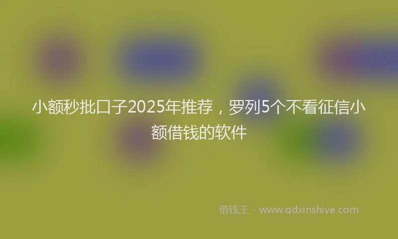 小额秒批口子2025年推荐，罗列5个不看征信小额借钱的软件