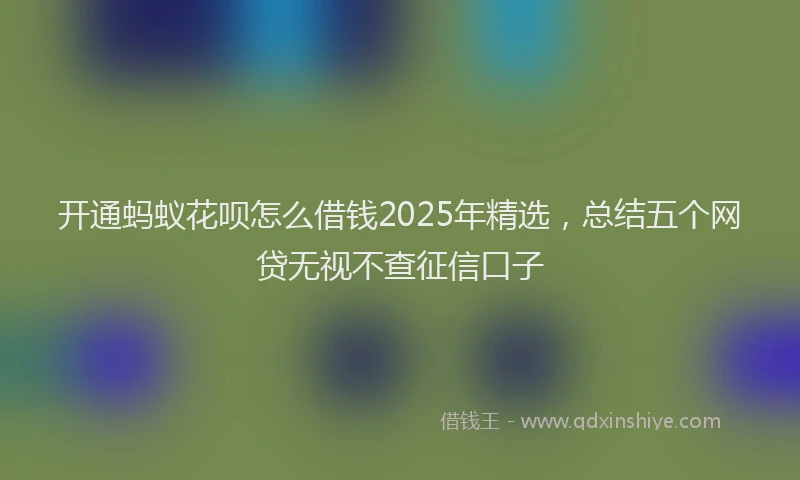 开通蚂蚁花呗怎么借钱2025年精选，总结五个网贷无视不查征信口子