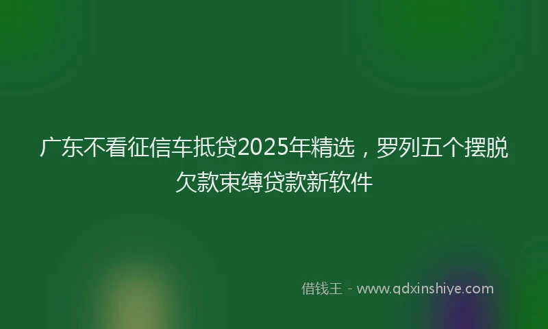 广东不看征信车抵贷2025年精选，罗列五个摆脱欠款束缚贷款新软件
