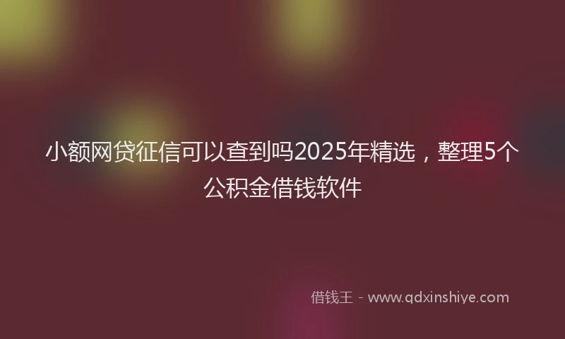 小额网贷征信可以查到吗2025年精选，整理5个公积金借钱软件