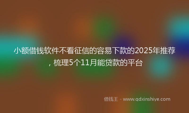 小额借钱软件不看征信的容易下款的2025年推荐，梳理5个11月能贷款的平台