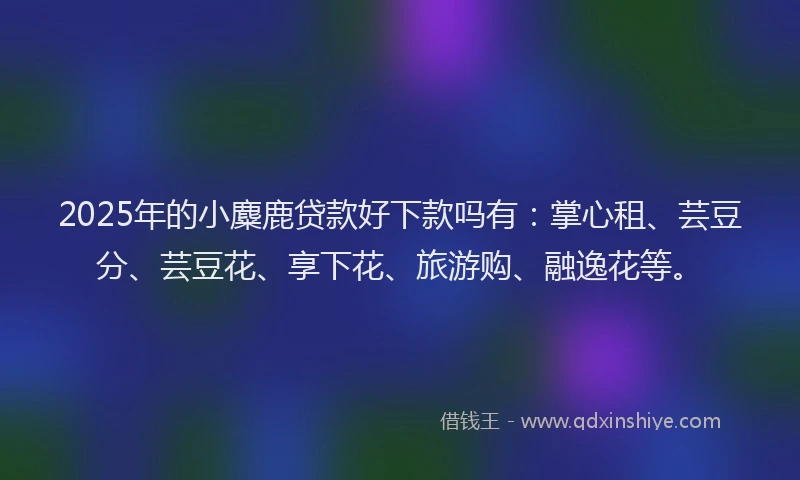 2025年的小麋鹿贷款好下款吗有：掌心租、芸豆分、芸豆花、享下花、旅游购、融逸花等。