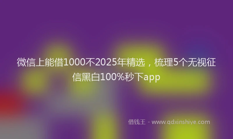 微信上能借1000不2025年精选，梳理5个无视征信黑白100%秒下app