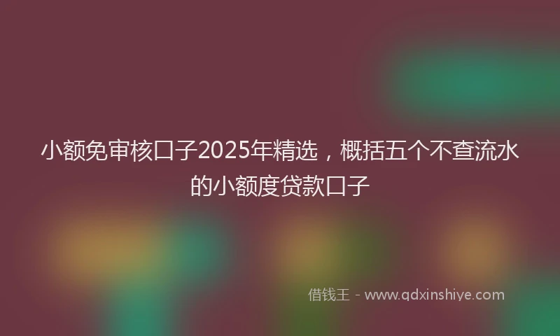 小额免审核口子2025年精选，概括五个不查流水的小额度贷款口子