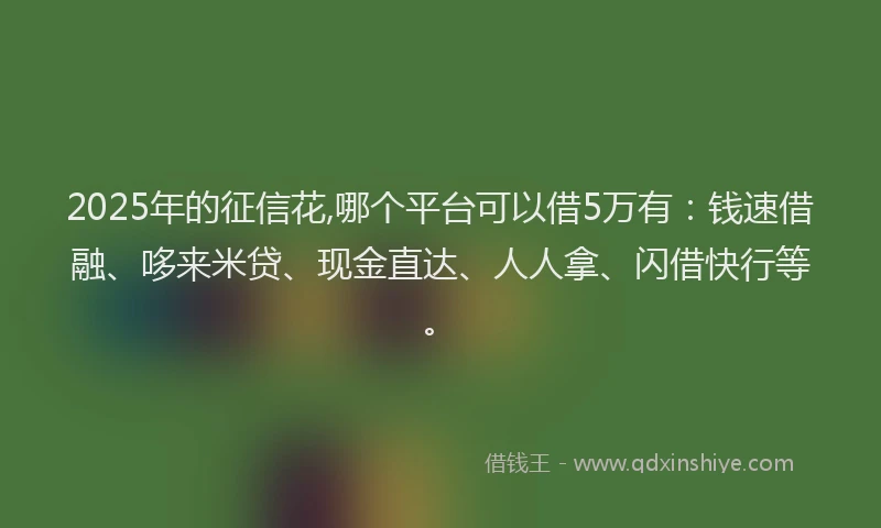 2025年的征信花,哪个平台可以借5万有：钱速借融、哆来米贷、现金直达、人人拿、闪借快行等。
