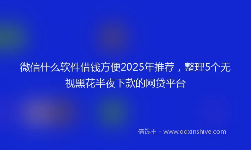 微信什么软件借钱方便2025年推荐，整理5个无视黑花半夜下款的网贷平台