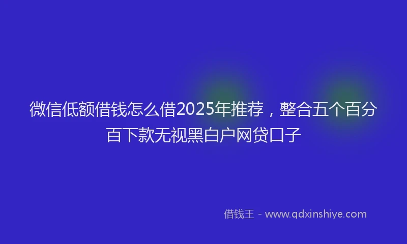 微信低额借钱怎么借2025年推荐，整合五个百分百下款无视黑白户网贷口子