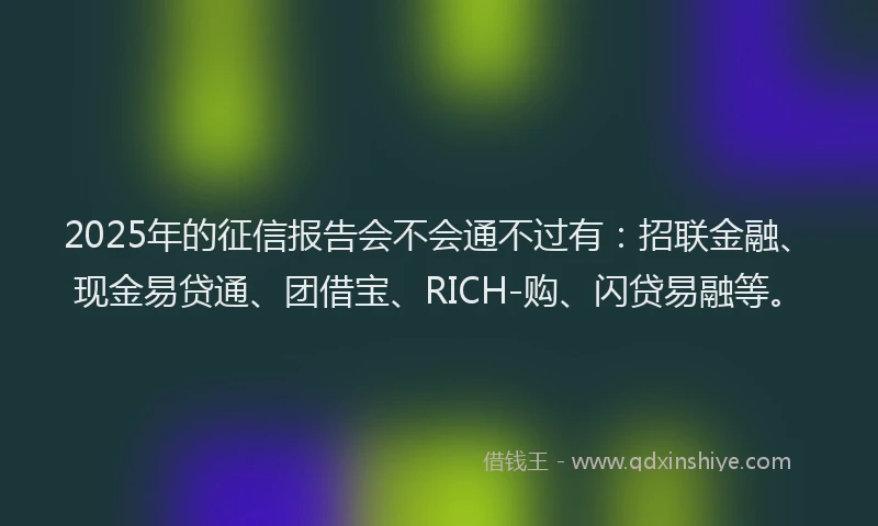 2025年的征信报告会不会通不过有：招联金融、现金易贷通、团借宝、RICH-购、闪贷易融等。