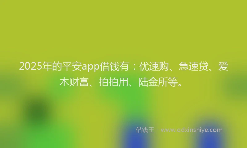 2025年的平安app借钱有：优速购、急速贷、爱木财富、拍拍用、陆金所等。