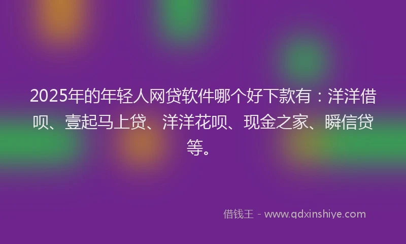 2025年的年轻人网贷软件哪个好下款有：洋洋借呗、壹起马上贷、洋洋花呗、现金之家、瞬信贷等。