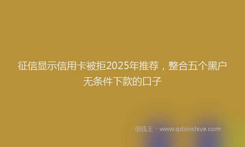 征信显示信用卡被拒2025年推荐，整合五个黑户无条件下款的口子