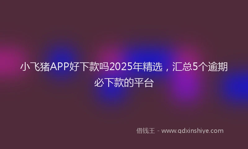 小飞猪APP好下款吗2025年精选，汇总5个逾期必下款的平台