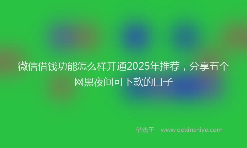 微信借钱功能怎么样开通2025年推荐，分享五个网黑夜间可下款的口子