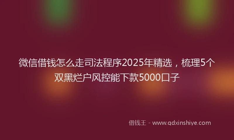 微信借钱怎么走司法程序2025年精选，梳理5个双黑烂户风控能下款5000口子