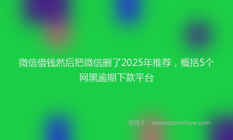 微信借钱然后把微信删了2025年推荐，概括5个网黑逾期下款平台